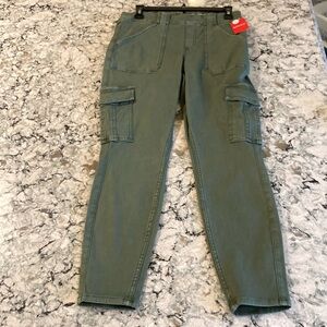 Spanx Large petite soft sage stretch twill ankle cargo pants NEW NWT